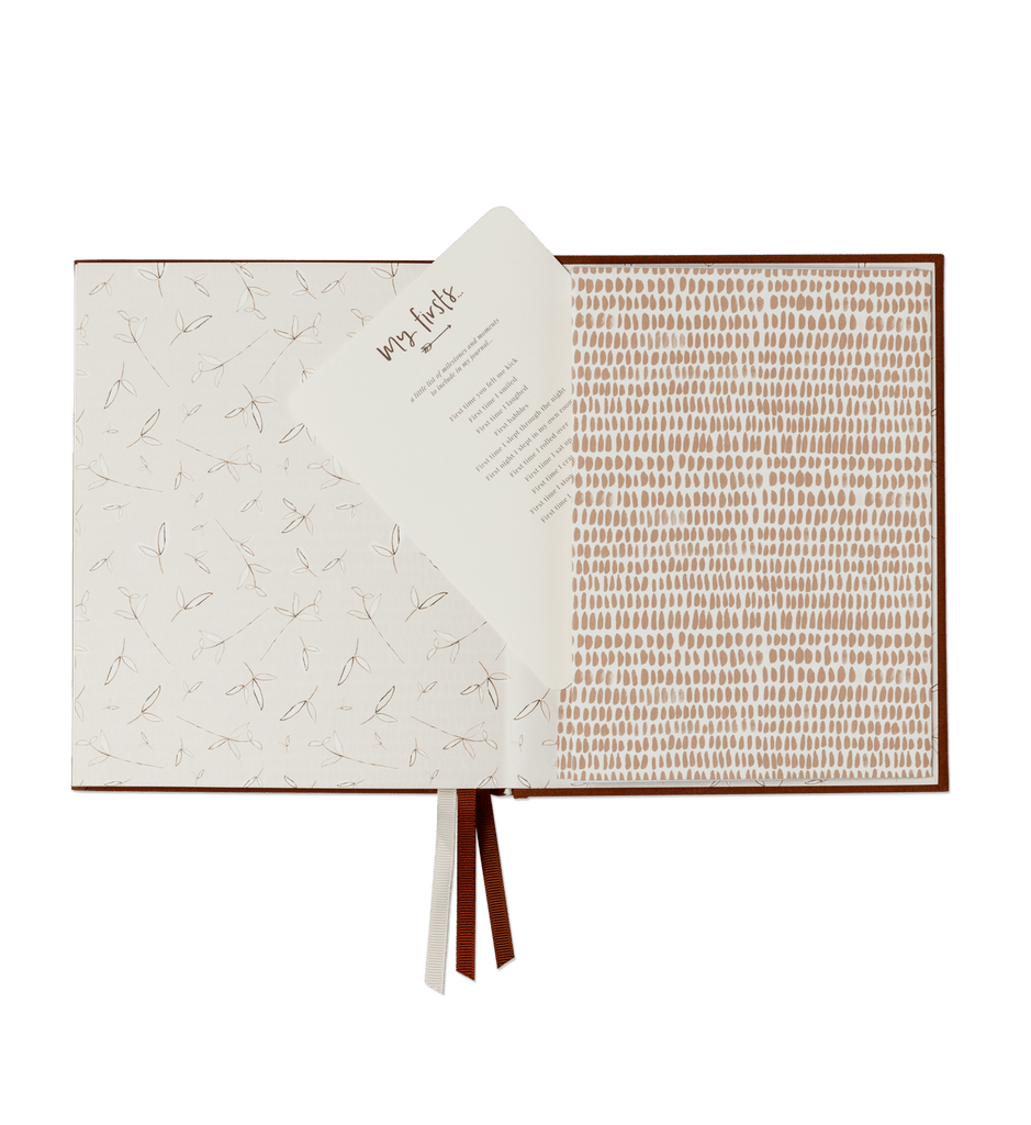 Raspberry Lane Boutique Emma Kate Co. Boxed Linen Cover Luxe Baby Journal - Pecan
