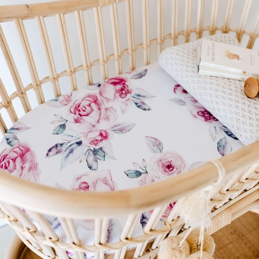 Raspberry Lane Boutique Lilac Skies Baby Bassinet Sheet / Change Pad Cover