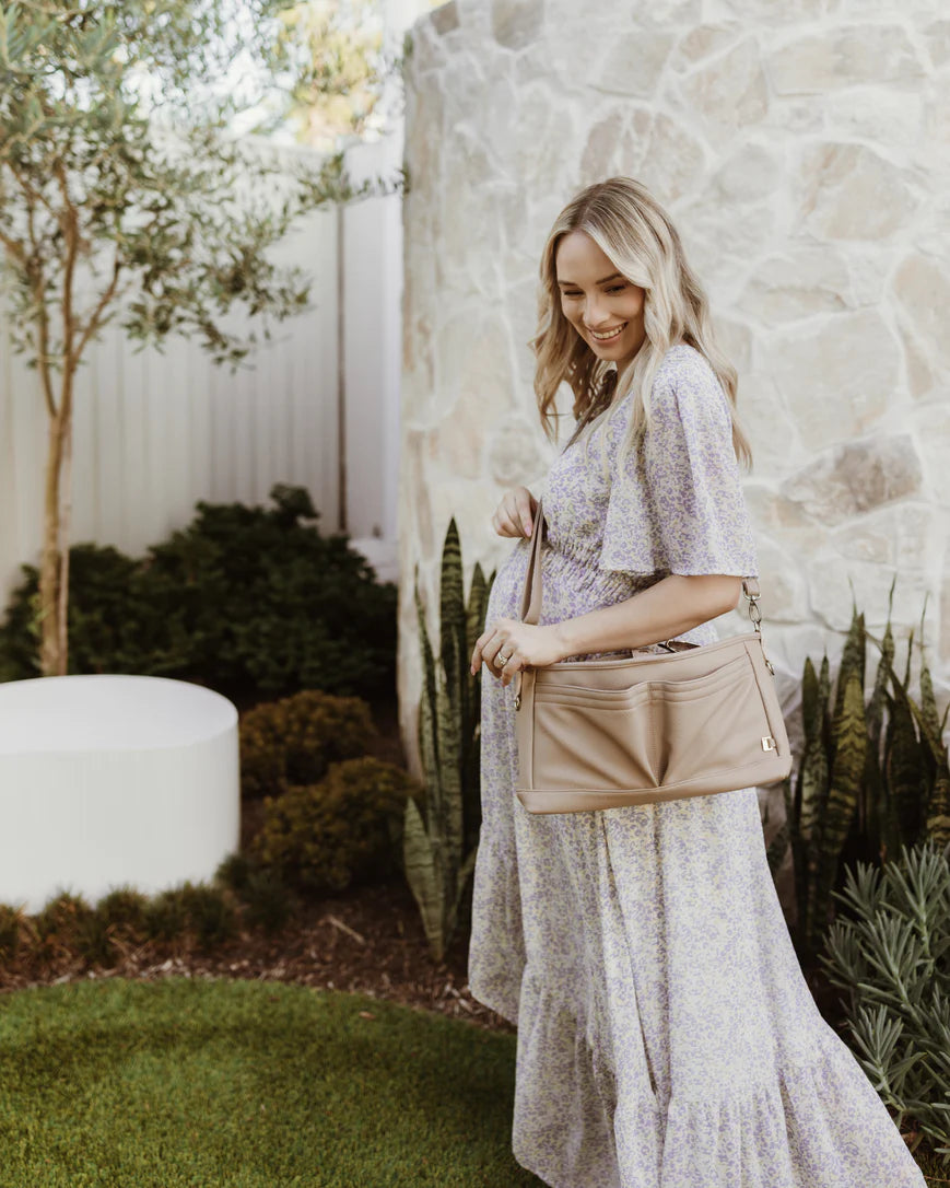 OiOi Dimple Faux Leather Stroller Organiser/Pram Caddy - Oat