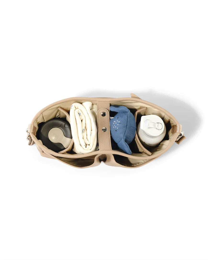 OiOi Dimple Faux Leather Stroller Organiser/Pram Caddy - Oat
