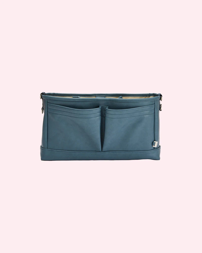 OiOi Faux Leather Stroller Organiser/Pram Caddy - Stone Blue