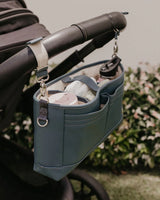 OiOi Faux Leather Stroller Organiser/Pram Caddy - Stone Blue