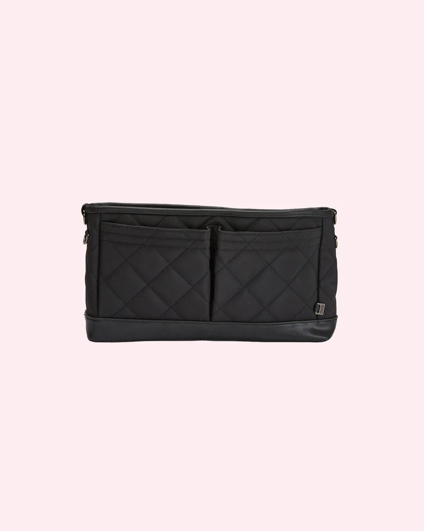 OiOi Stroller Organiser/Pram Caddy - Black Diamond Quilt