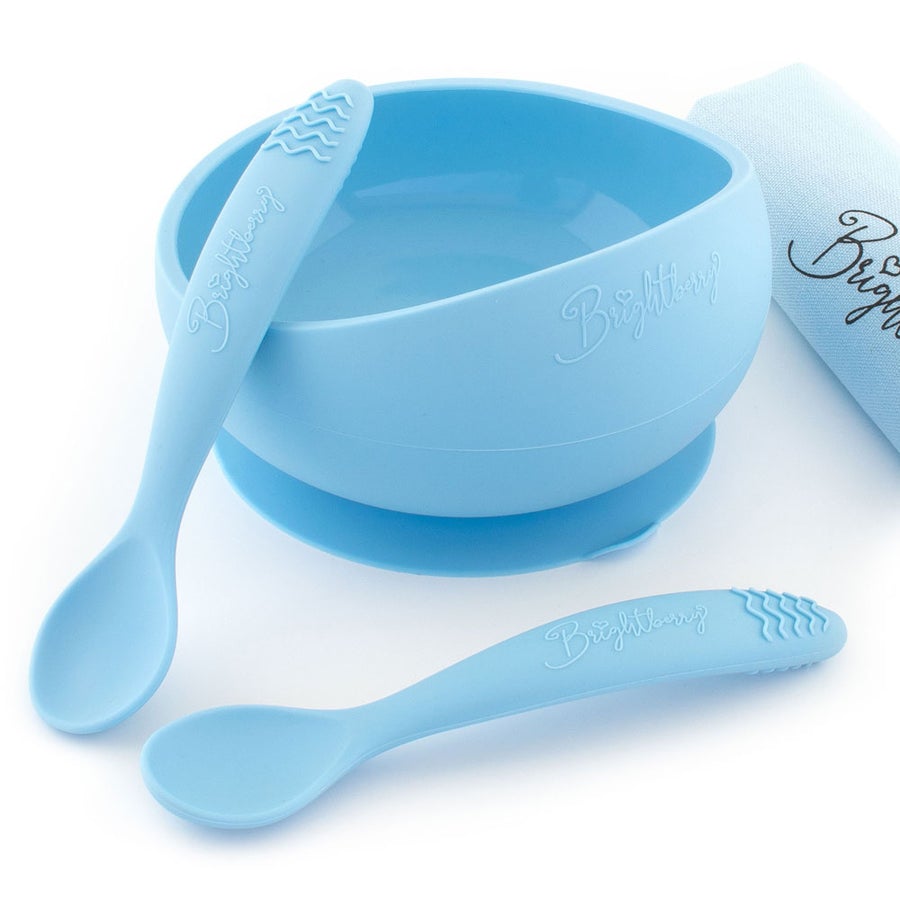 Magic Stay-put Baby Bowl & Spoon Set in Brilliant Gray – Ever After Baby