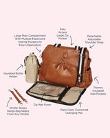 OiOi Faux Leather Triple Tote - Tan