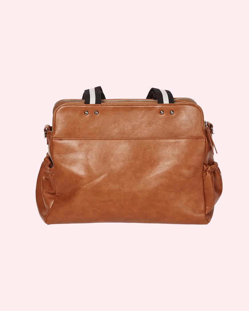 OiOi Faux Leather Triple Tote - Tan