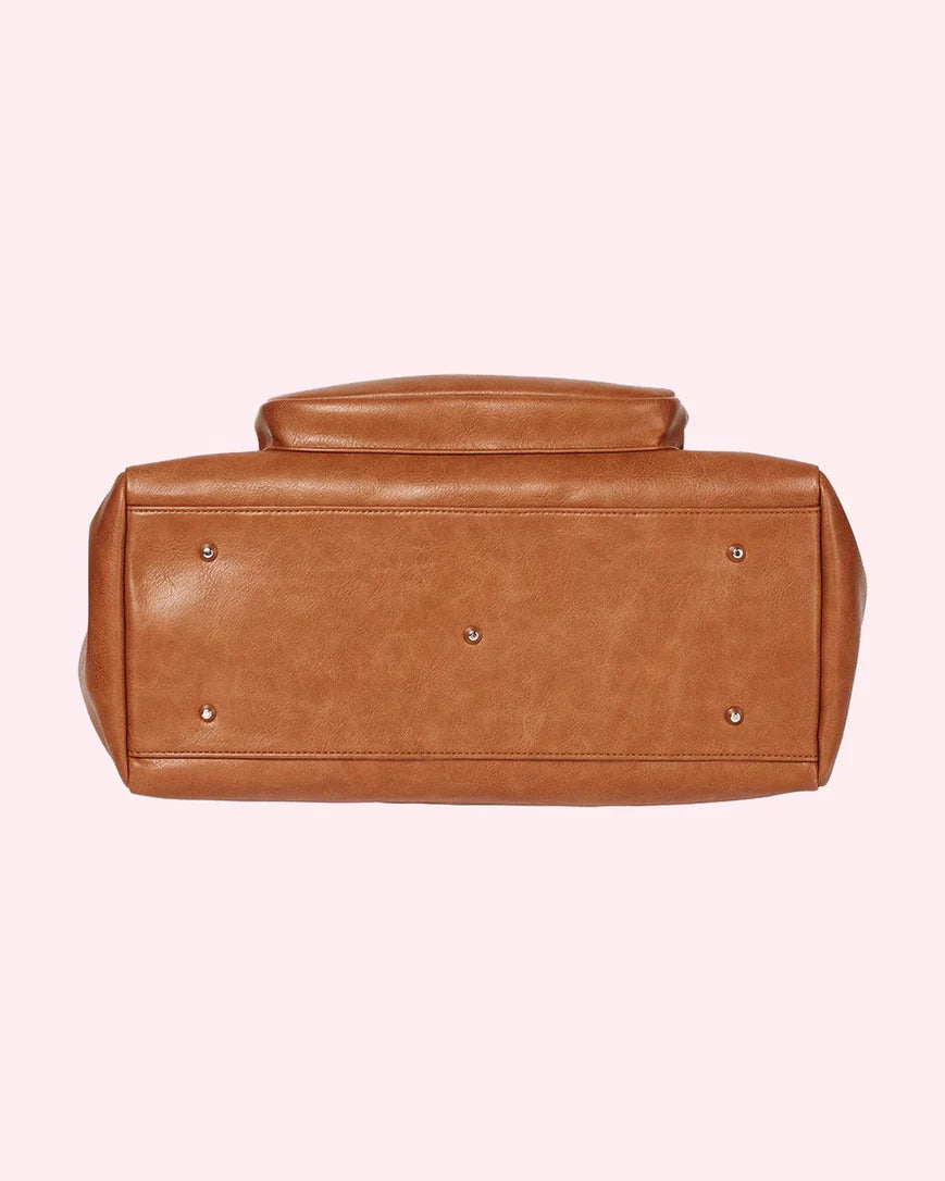 OiOi Faux Leather Triple Tote - Tan