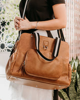 OiOi Faux Leather Triple Tote - Tan