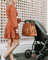 OiOi Faux Leather Triple Tote - Tan